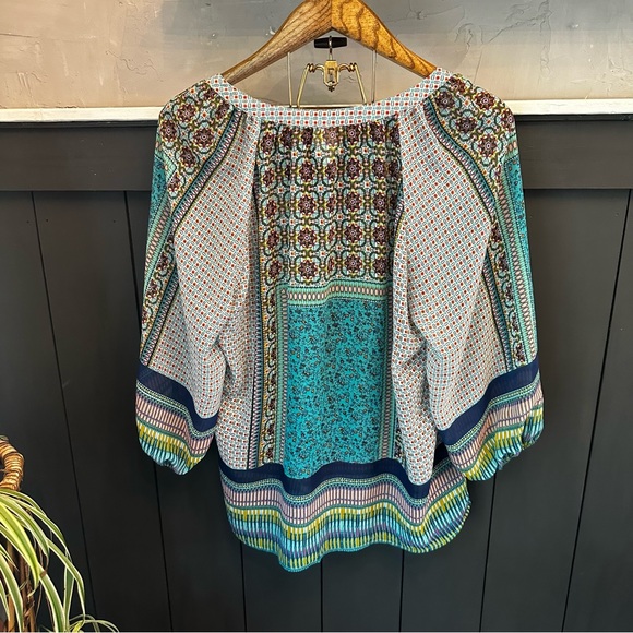Anthropologie Fig & Flower Blouse Peasant Boho Tunic Top Semi Sheer Size XL - Picture 2 of 13